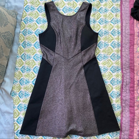BCBGMaxAzria Joan of Arc Stretchy Skater Dress w/ Metallic Silver “Armor” Panels - Picture 8 of 10